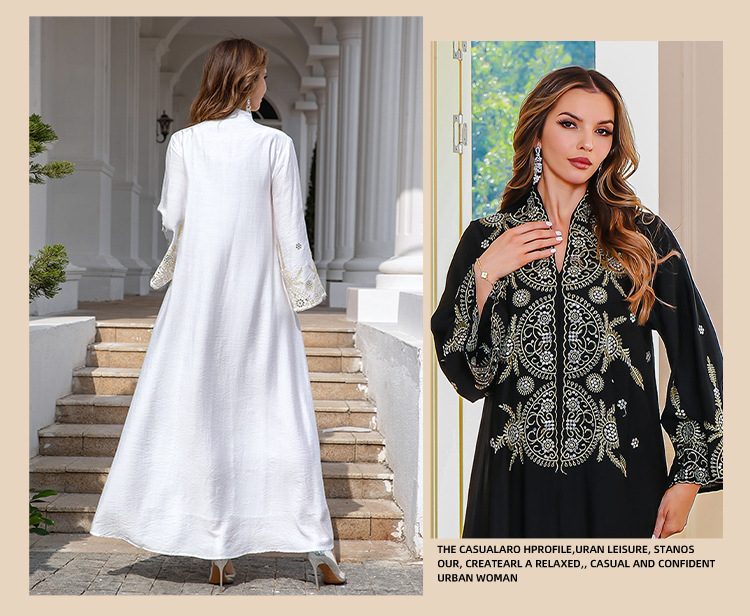 En stock europa y américa crossover musulmán mujer robe Medio Oriente dubai vestido abaya bordado robe grande vestido de noche pic 14