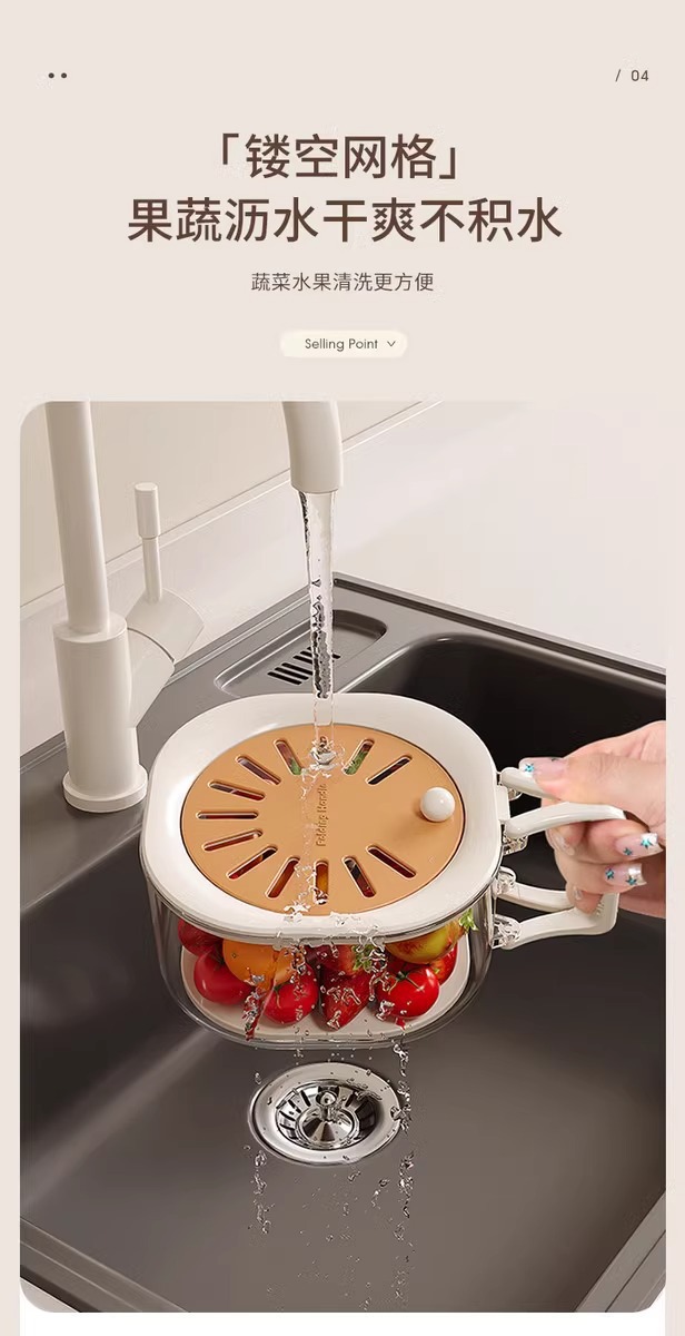沥水篮厨房洗菜盆圆形洗菜篮家用水果清洗盆菜篮子洗菜筐水果盘详情9