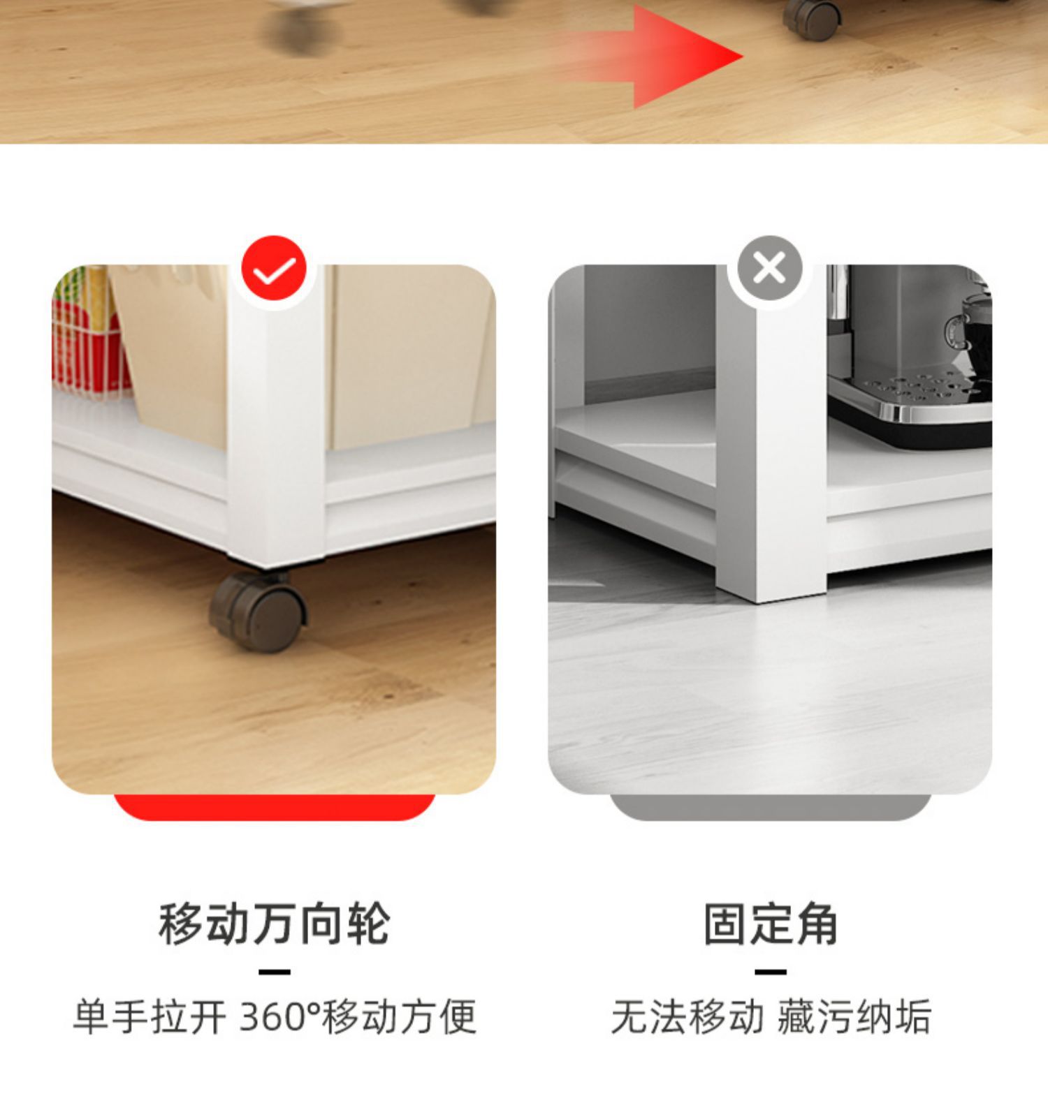 可移动厨房置物架落地多层收纳架微波炉烤箱储物架带轮家用铁架子详情13