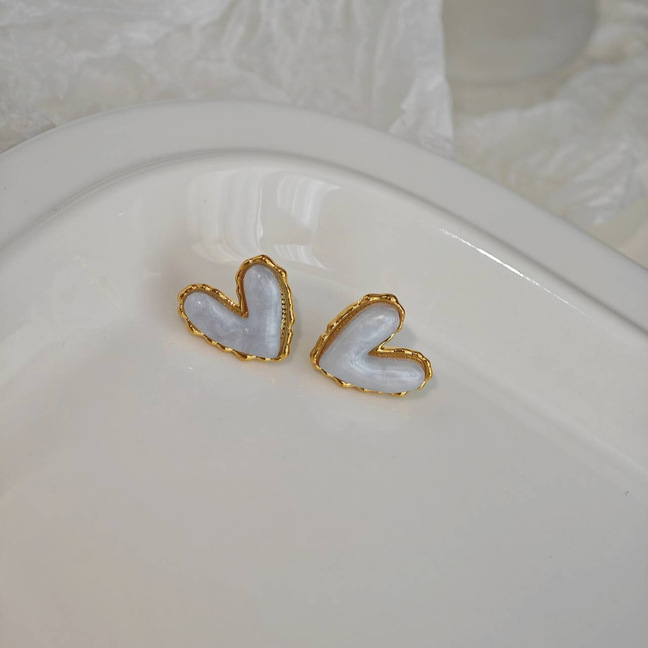 Niche ins minimalist colored drip glaze dopamine earrings, gentle and creamy C-shaped blue large circle ear rings for round faces pic 55