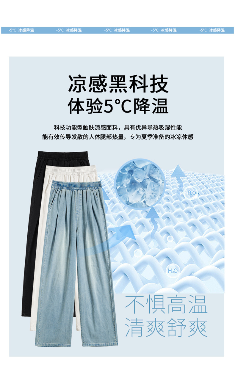 复古天丝牛仔裤女2025新款夏季山本裤高腰垂感直筒宽松复古阔腿裤详情3