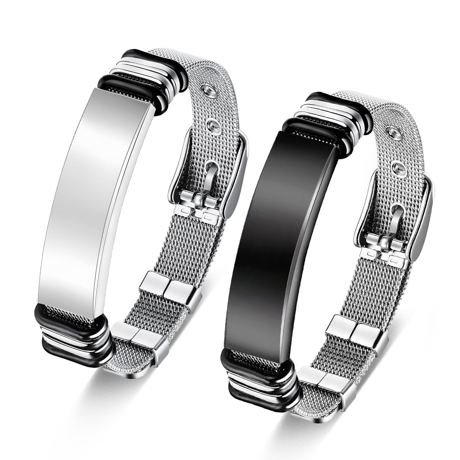 New stainless steel mesh band bracelet for men from Europe and America, adjustable LOGO, personalized couple wrist accessory for men pic 7