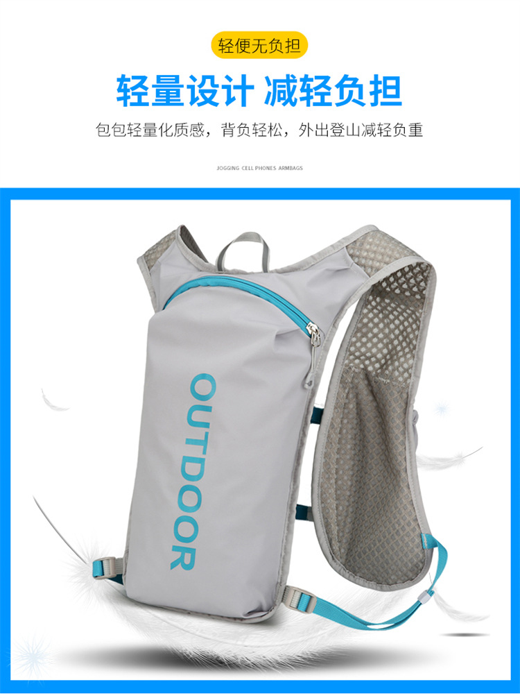 新款多功能尼龙跑步背包 安全反光运动背包水袋背包 骑行包详情13