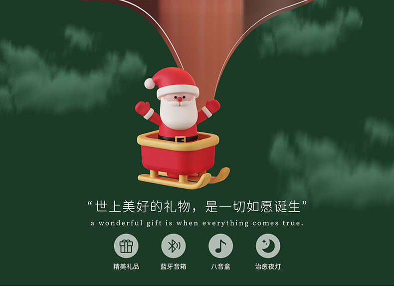 Romantic gifts for couples: Classic Christmas rotating wooden lantern, creative music box, bedside night light, Bluetooth speaker pic 18