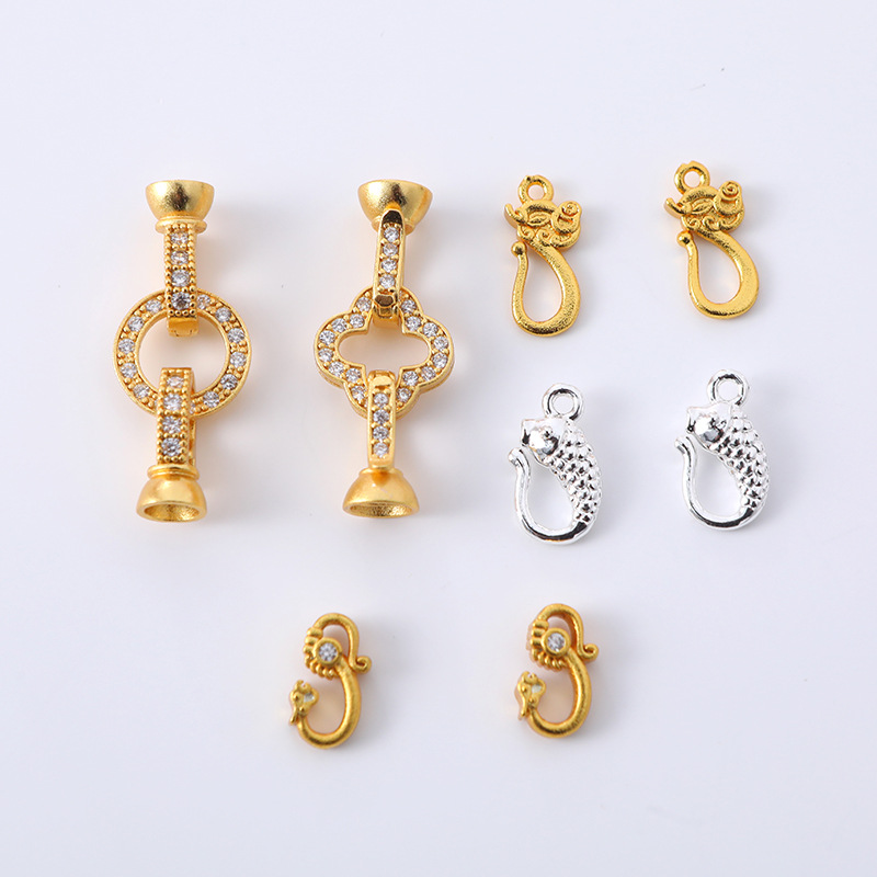 Wholesale of high-end gold micro-inlaid diamond zircon buckles, fashionable fishtail buckles, lobster buckles, necklace and bracelet buckles, and handcrafted accessories pic 4