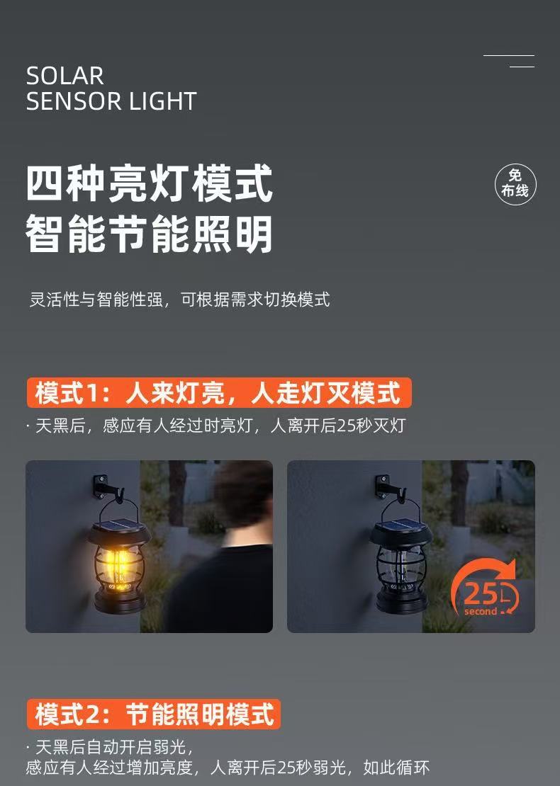 太阳能防水便携户外马灯手提灯氛围露营灯庭院多功能感应灯壁灯详情4