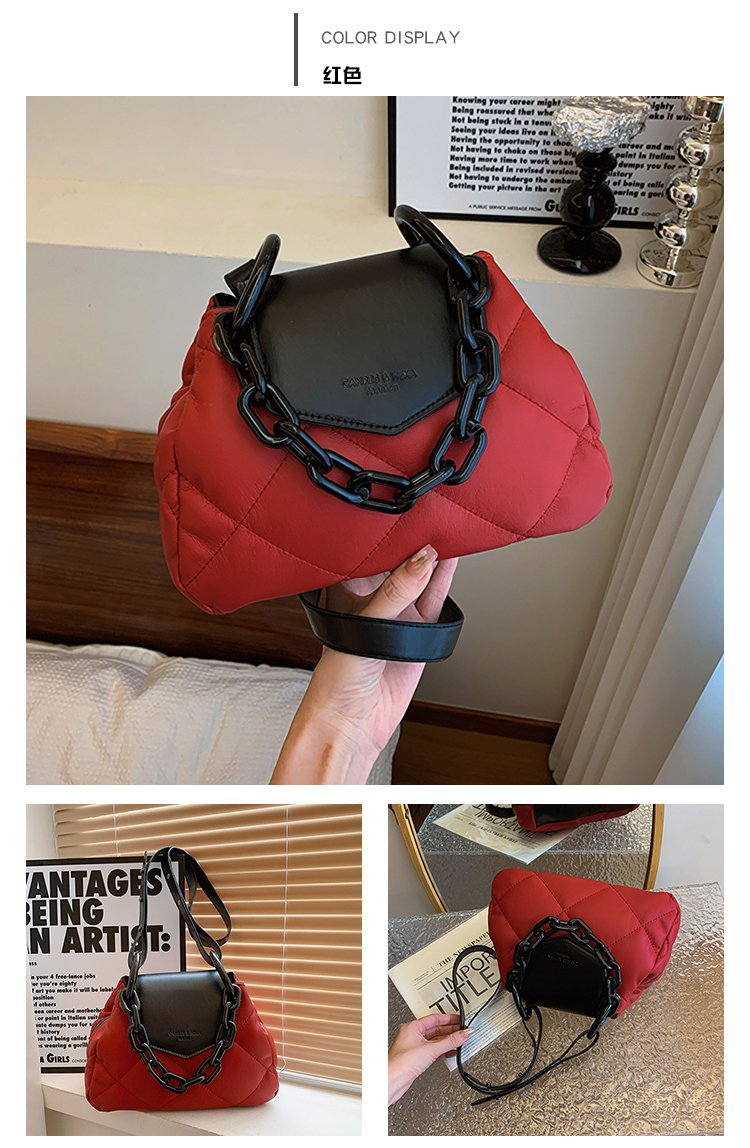 包包女2024新款菱格绣线拼接链条饺子包洋气潮流单肩斜挎手提包包详情19