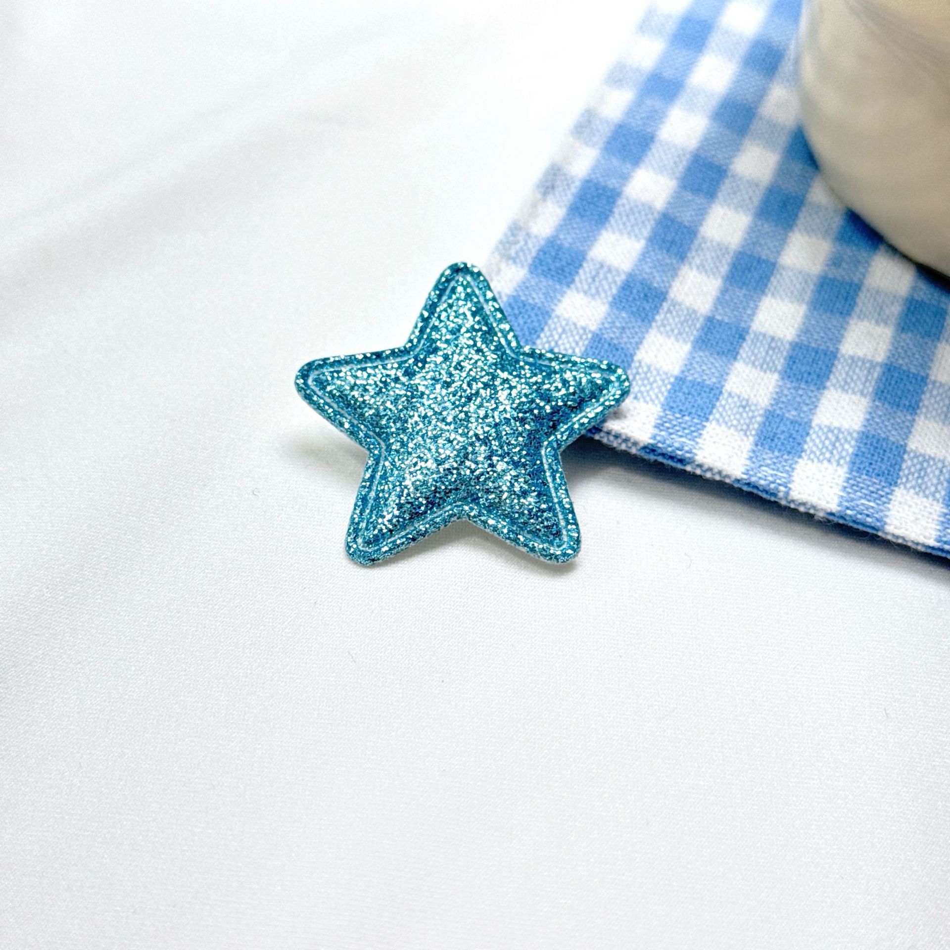 超声波压花星星闪粉DIY饰品配件PU亮面五角星儿童发饰发夹辅料详情14