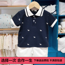 Summer new navy collar striped short-sleeved shirt and shorts two-piece set for boys, stylish MS530701 pic 12