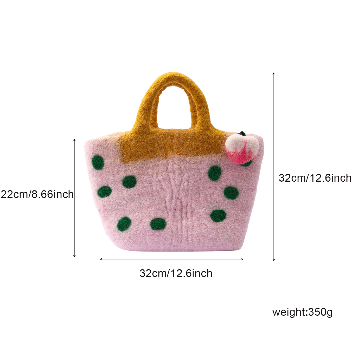 桃心手工羊毛毡手提包春天系立体爱心花园森系文艺清新手拎包批发详情1