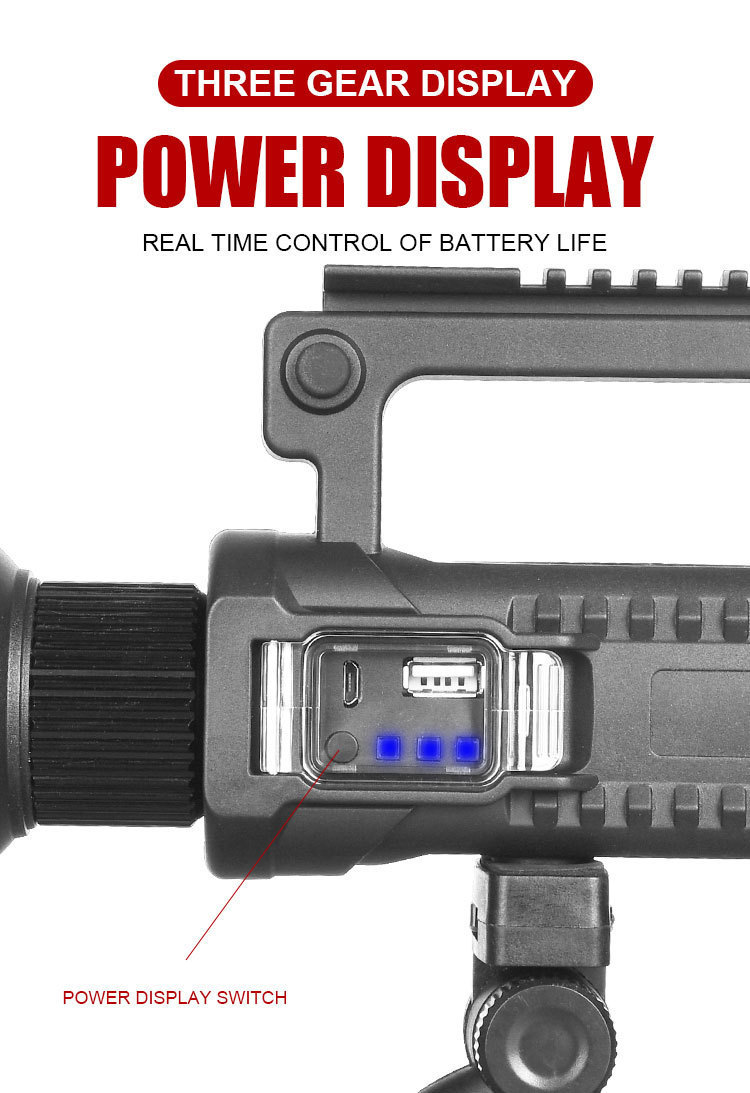 The new cross-border P70 high-intensity searchlight, USB charging emergency light, outdoor waterproof large light cup, LED portable light pic 8