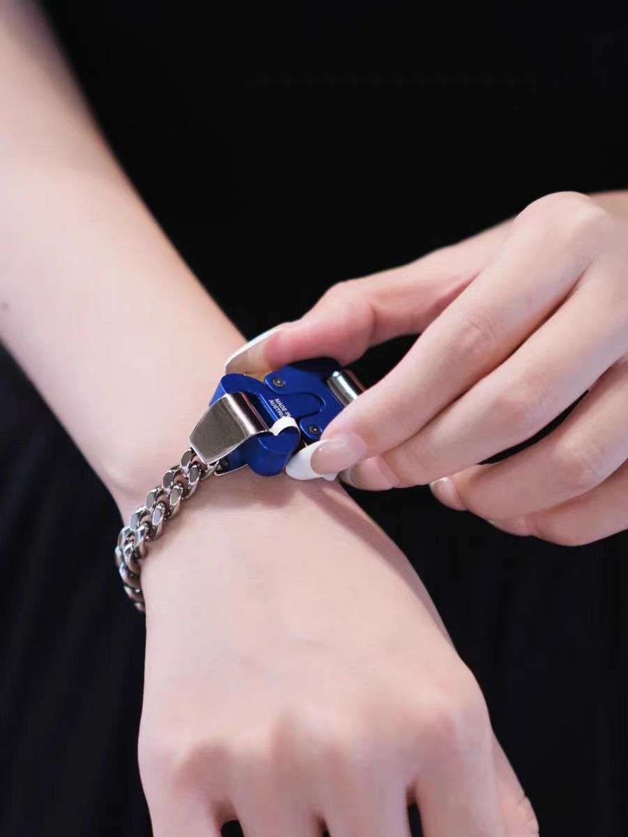 欧美饰品百搭高街机能风双层古巴链男女钛钢短复古项链手链批发详情7