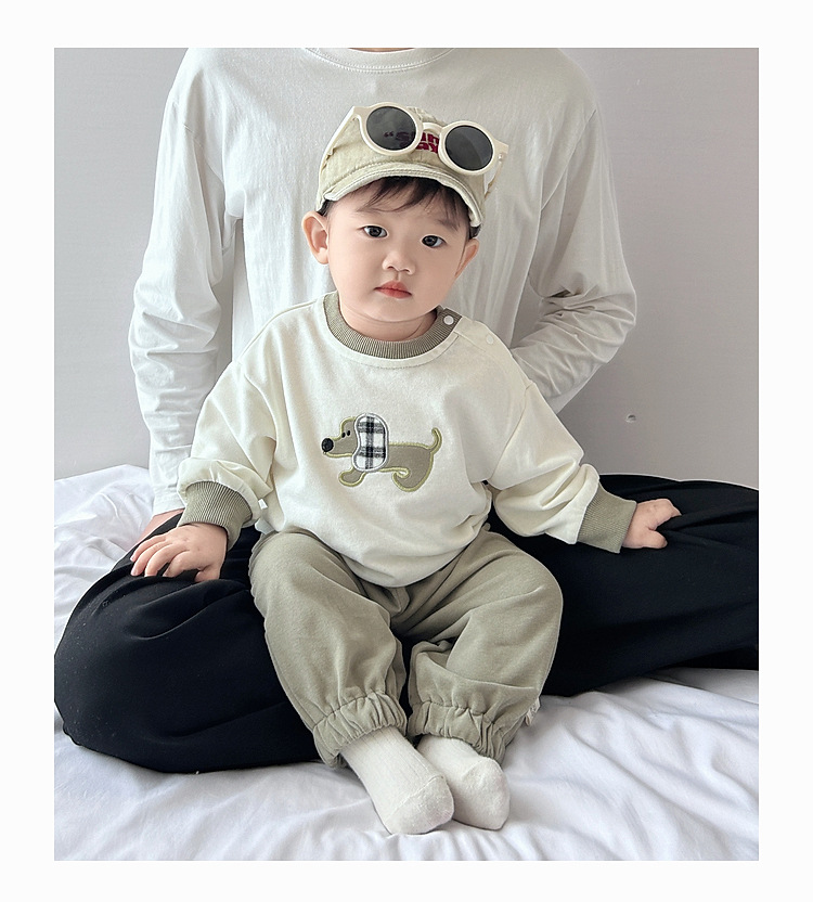 婴幼儿网红春秋套装男童小狗卫衣卫裤秋季两件套小童帅气韩版童装详情22