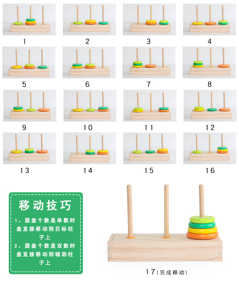 10层汉诺塔木制8层十层益智儿童汉罗塔小学生逻辑思维益智力玩具详情8