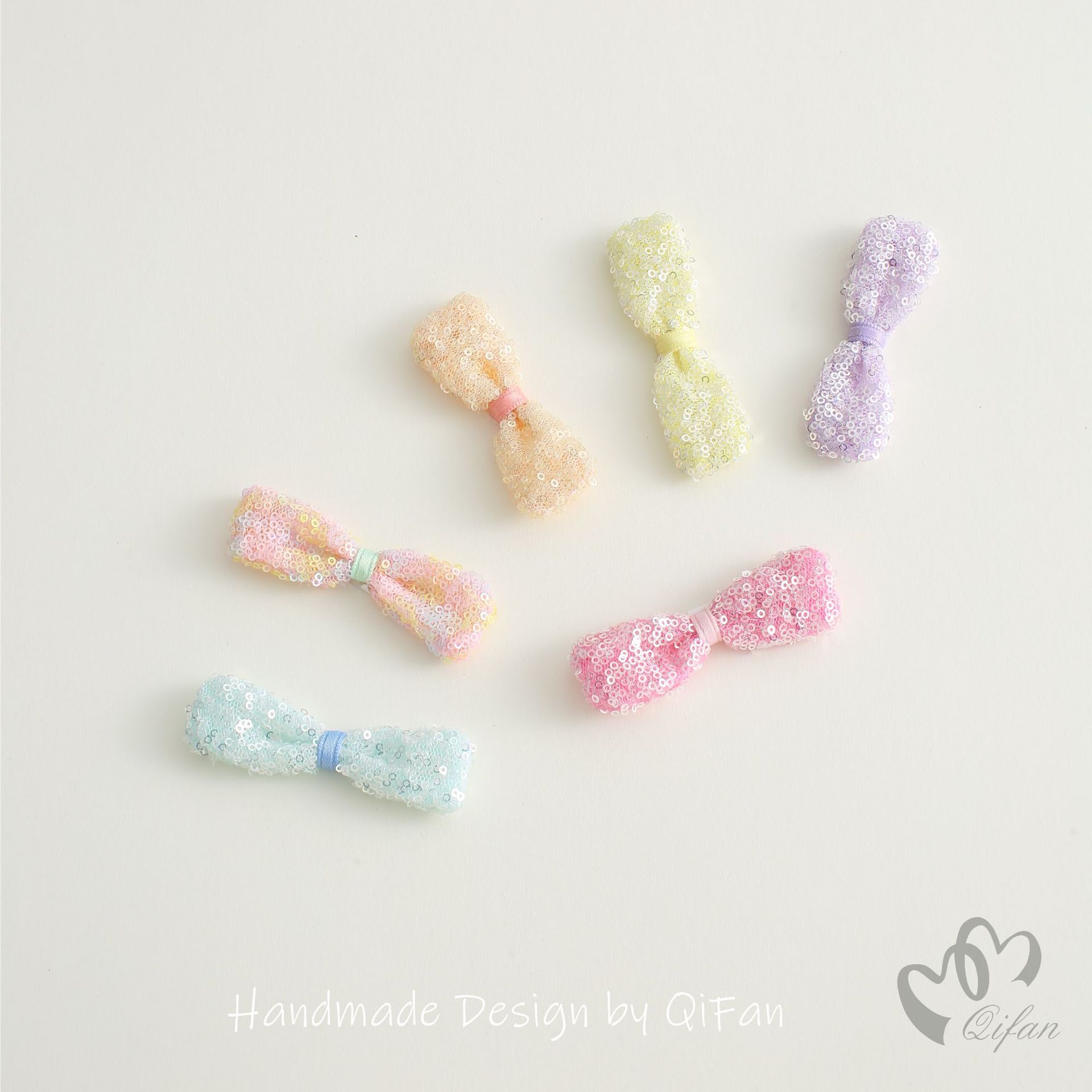 亮片蝴蝶结手工布艺蝴蝶结配件儿童发饰发夹女孩服饰配件详情2