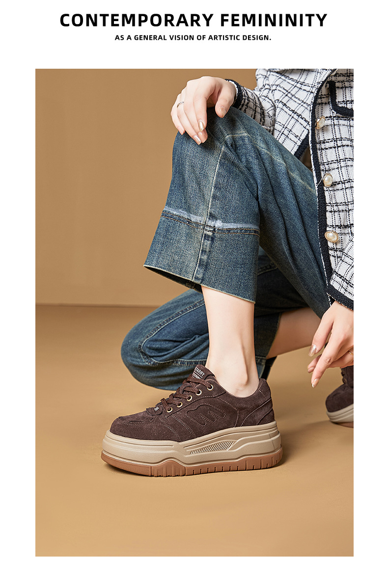 The new thick-soled height-increasing shoes for women with a light luxury and high-end feel in spring 2026, featuring a top layer of cowhide pic 26