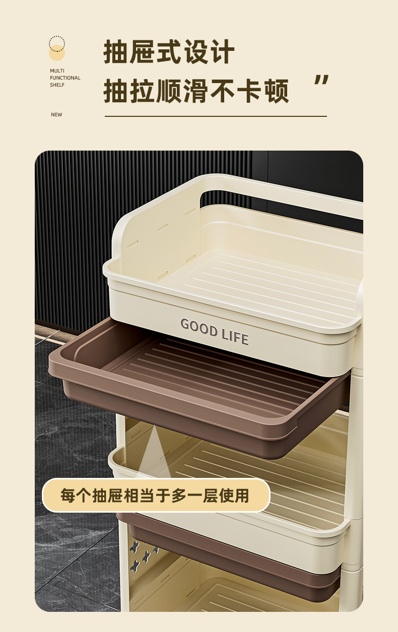 小推车置物架免安装零食收纳箱客厅玩具储物柜子家用抽屉式收纳柜详情13