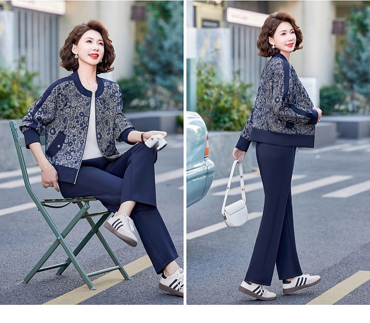 2025春秋时尚减龄妈妈女装休闲运动套装新款中年妈妈运动服两件套详情4