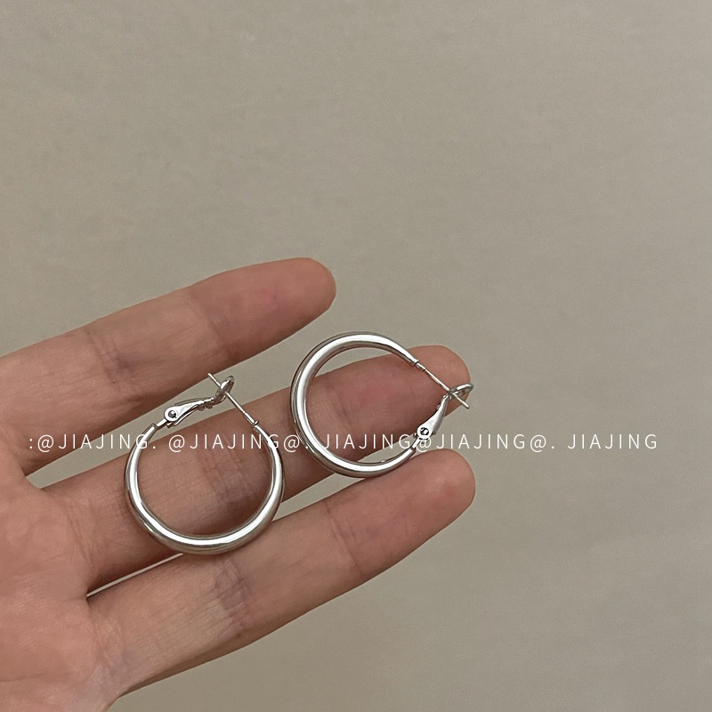 冷淡风素圈耳环复古圆圈耳饰925银针小众高级感气质轻奢风简约女~详情11