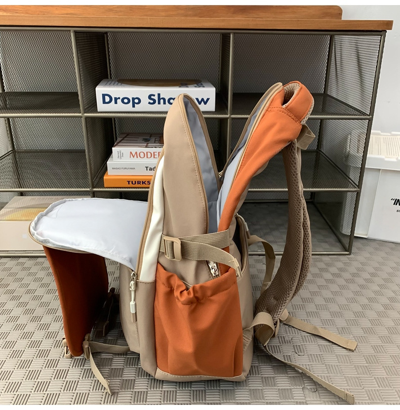 批发跨境双肩包韩版百搭书包撞色大学生高中大容量短途旅行背包详情8