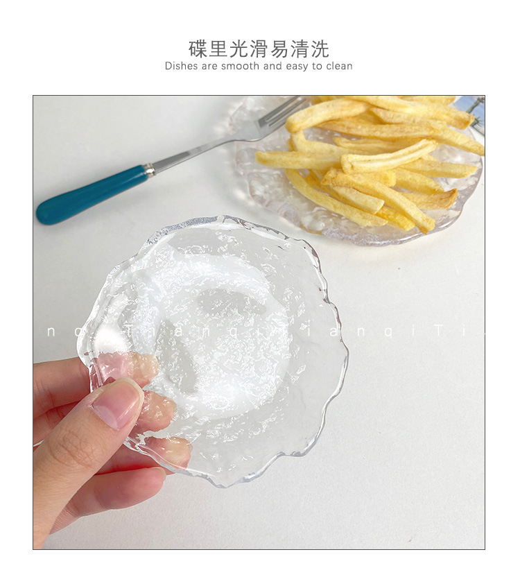 Ins-style glacier glass breakfast plates, fruit plates, creative internet-famous sauce plates, home pastries, Western food plates pic 7
