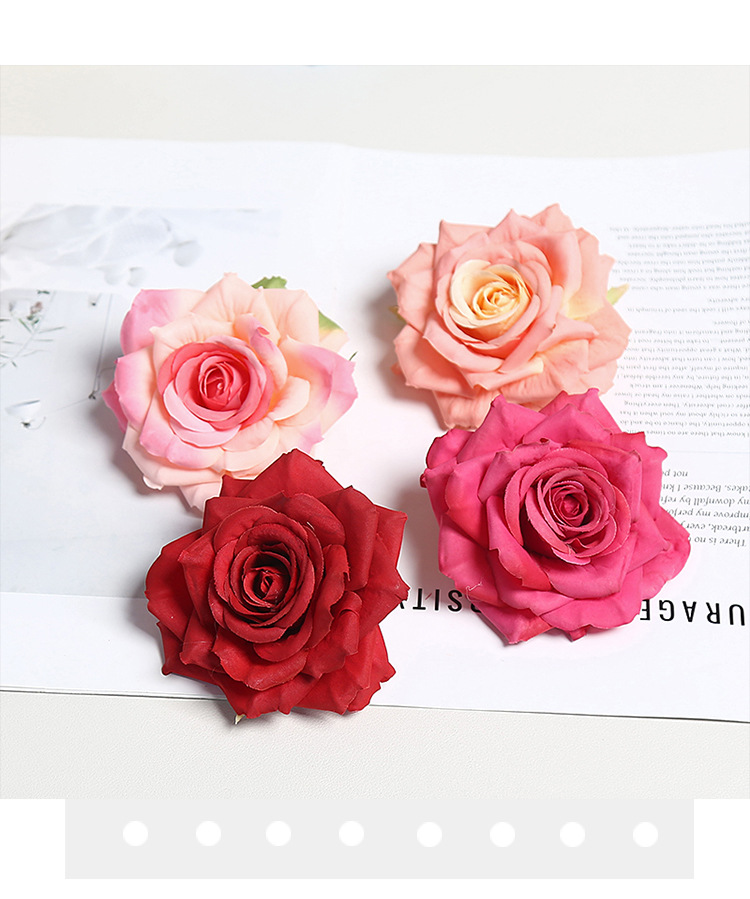 10cm角玫花头仿真花渐变多色ins风手工DIY配件手腕花胸花蛋糕装饰详情8