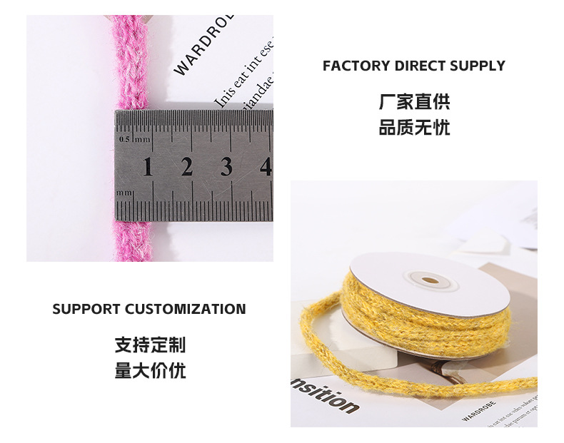 Colorful alpaca wool yarn, four-needle hand-woven ribbon, hair accessories, DIY gift packaging rope, textile wool yarn, leather accessories pic 12