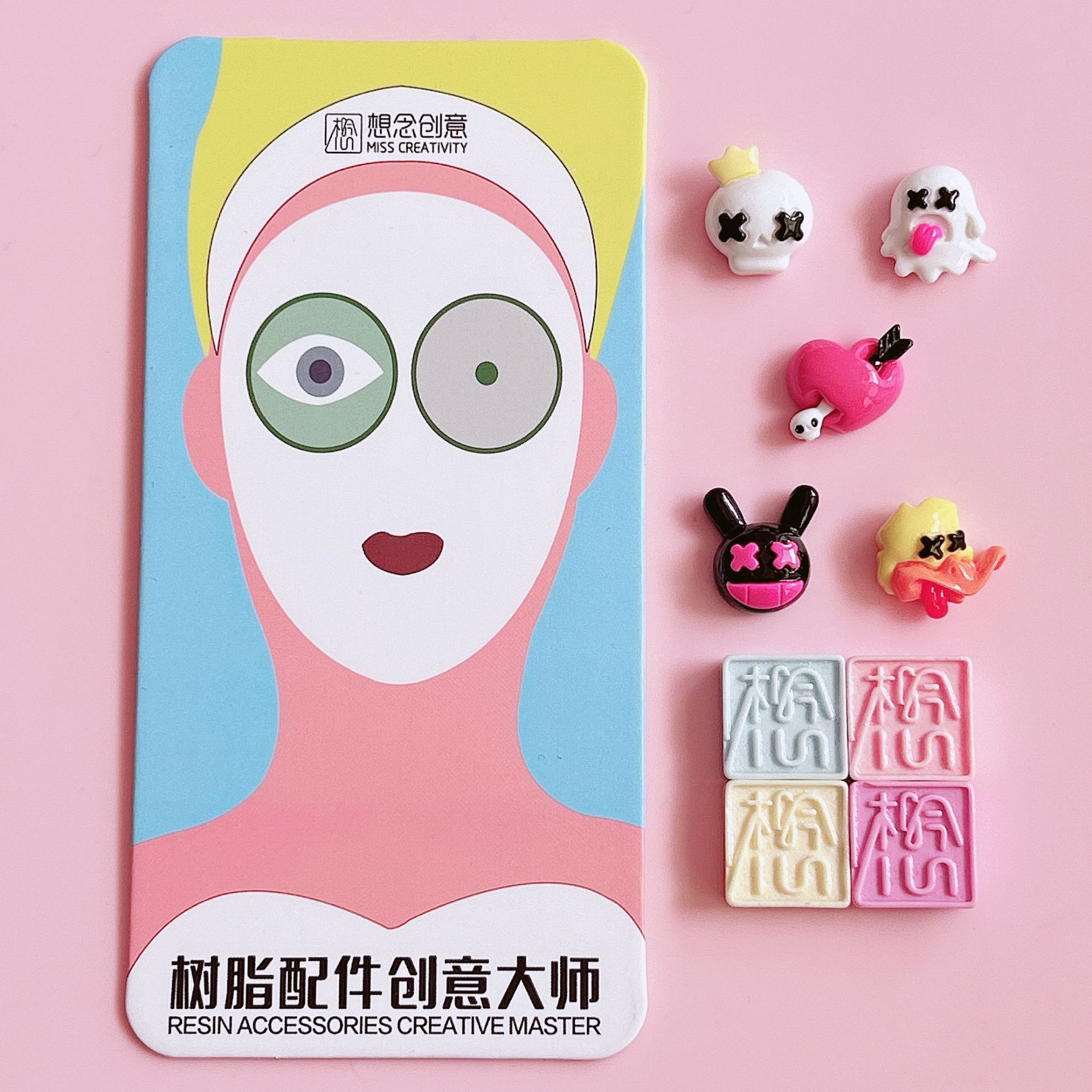 XN Sweet and Cool Creative Skull Party diy Resin Jewelry Accessories Handmade Hair Clip Pendant Jewelry Material stickers pic 6