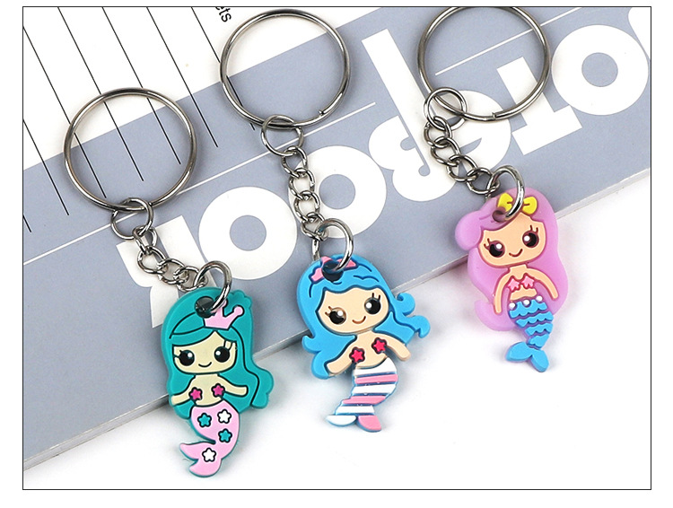 亚马逊PVC软胶钥匙扣广告小礼品美人鱼钥匙扣包包挂件公仔批发详情5