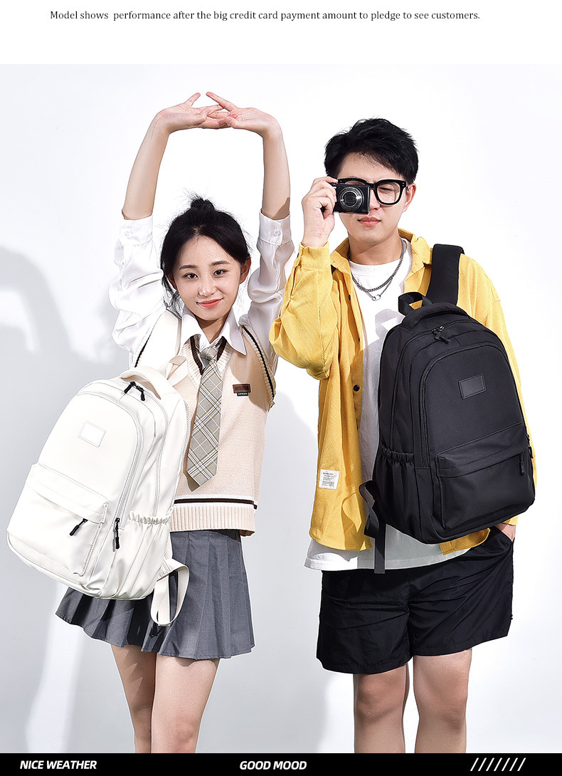 双肩包设计感小众学生初中生大容量日系韩版书包潮流时尚背包双肩详情20