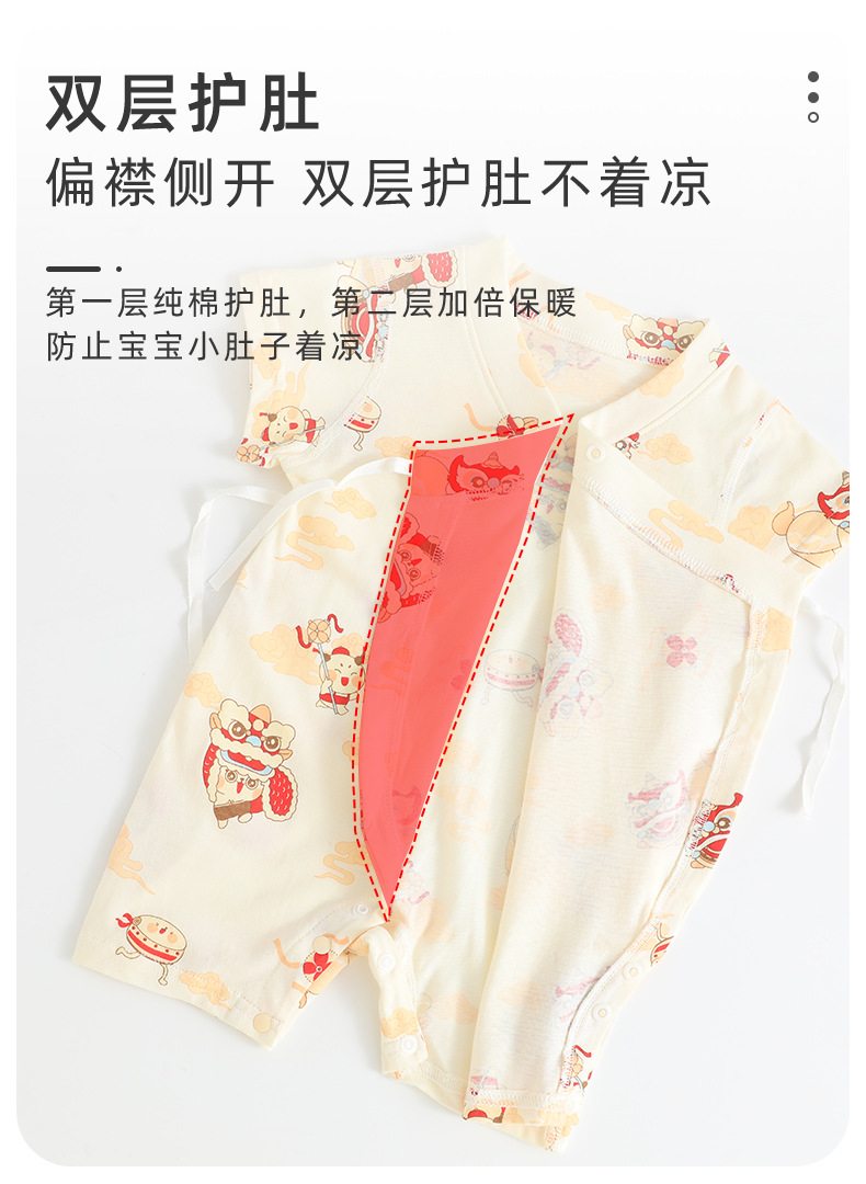 zh005新生儿衣服夏季宝宝睡衣家居服纯棉和尚服婴儿薄款连体衣详情6
