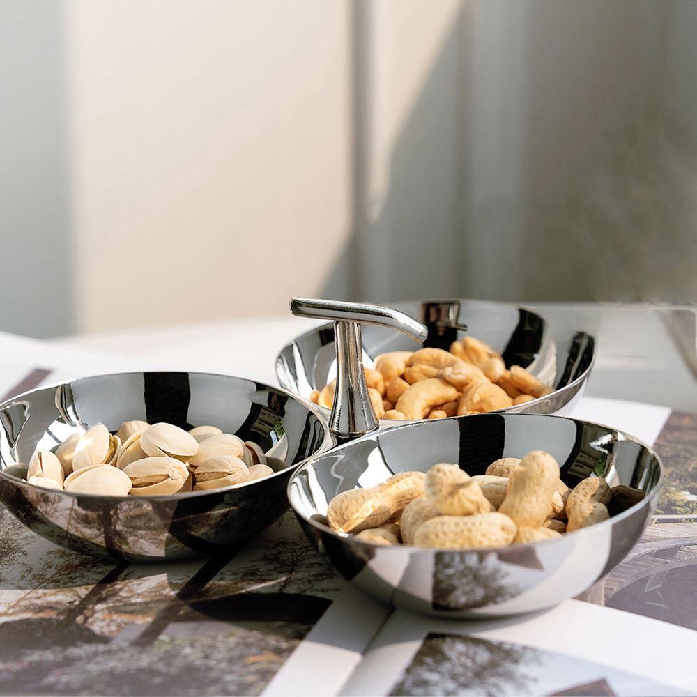 Cross-border light luxury high-end stainless steel dried fruit tray, home creative living room coffee table, fruit plate, snack bowl, fruit plate pic 2