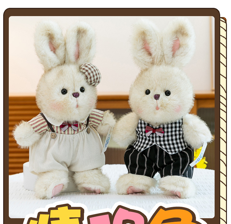 A pair of cute couple rabbit dolls, little white rabbit plush toys, bedpress dolls, wedding gift ornaments pic 1