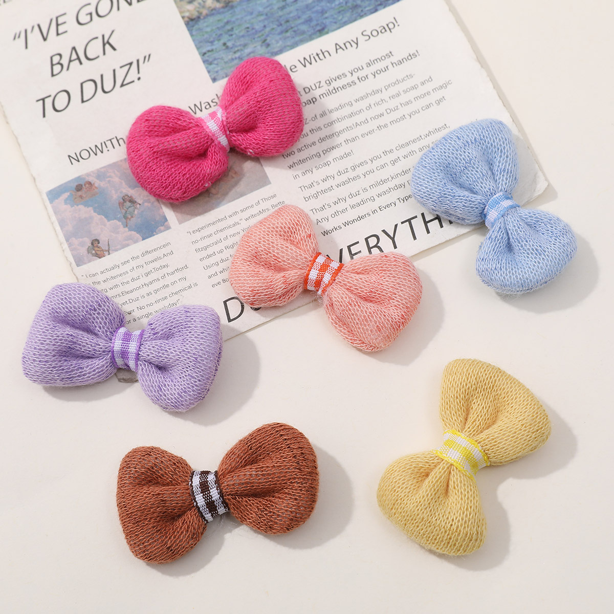 DIY Korean sweet girl cotton thread crochet bow tie accessories, baby girl headwear, hair accessories, hair tie wholesale pic 4