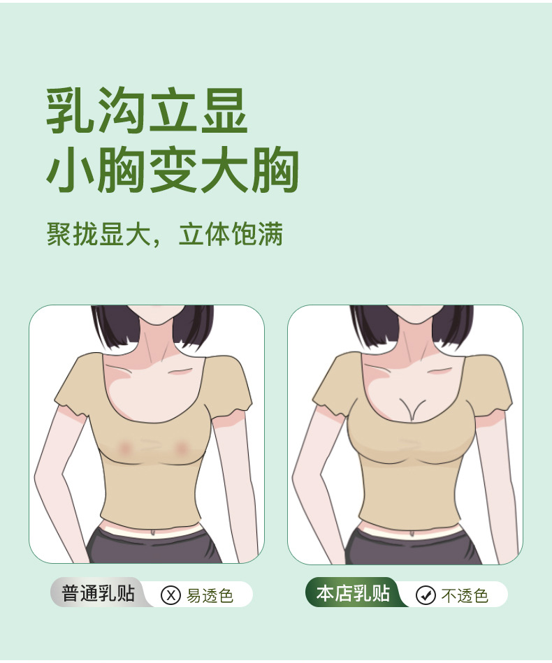 硅胶胸贴透气女乳贴小胸隐形内衣文胸大胸聚拢吊带婚纱用防走光贴详情6