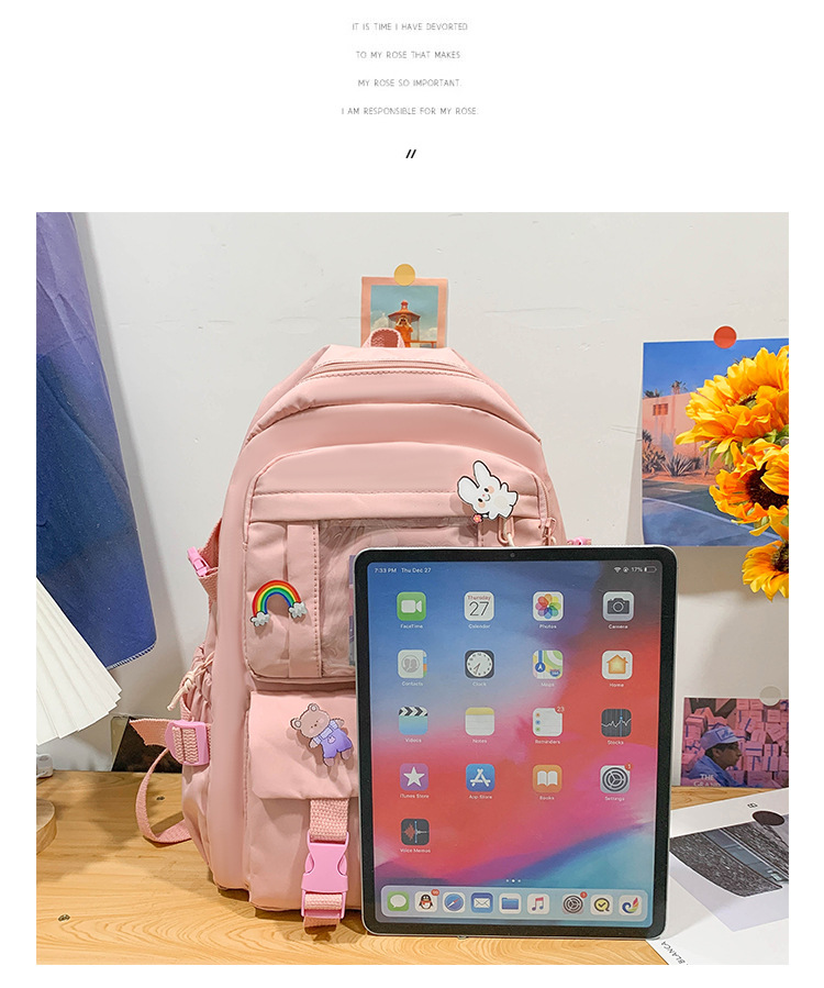 日系初高中生双肩包潮牌可爱小学生书包 韩版原宿ins风通勤背包女详情42