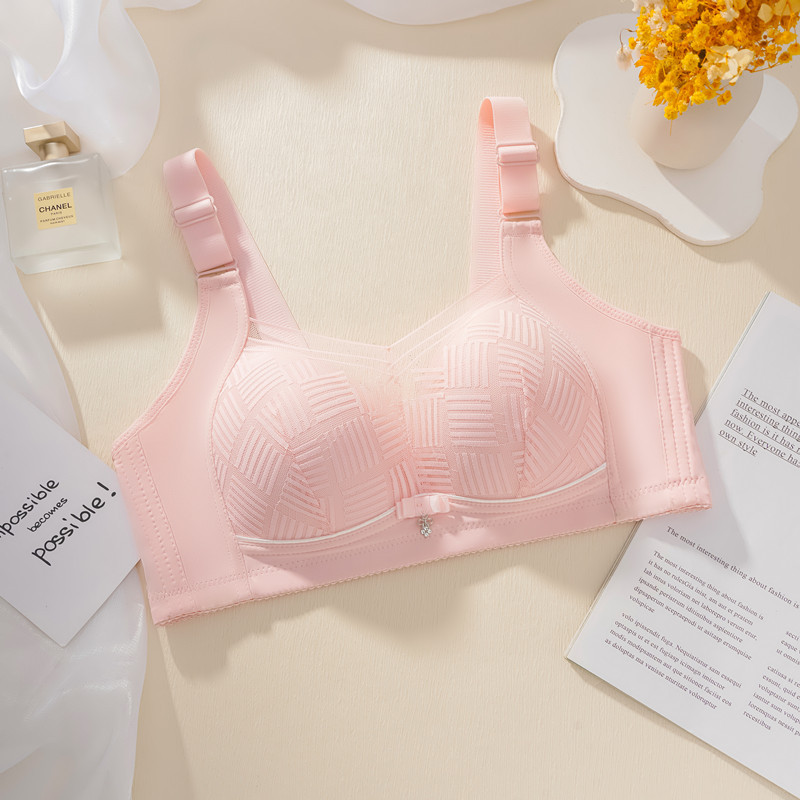 Cross-border trade bras without steel rings, thin cups, large breasts, small appearance, gathering top support, side retraction, breathable inner lining, adjustable type underwear pic 5