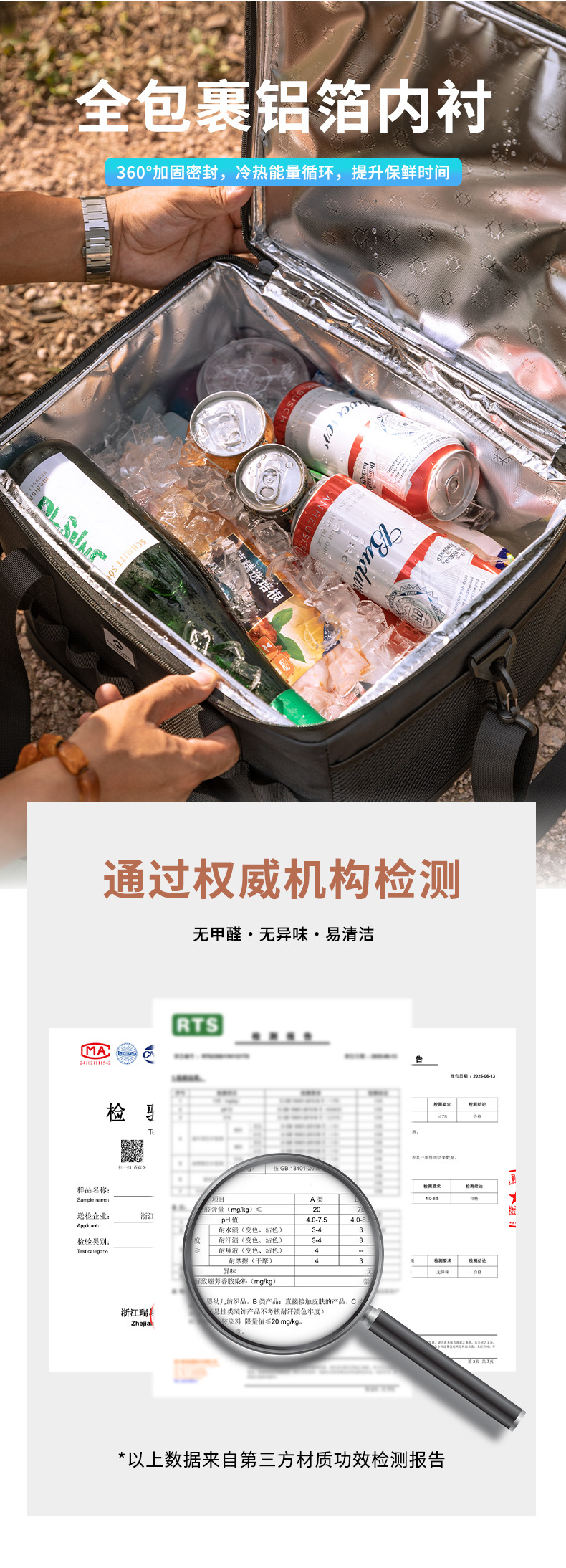 不锈钢手提密封冰桶带提手黑色保温箱配绿色酒瓶饮料详情5