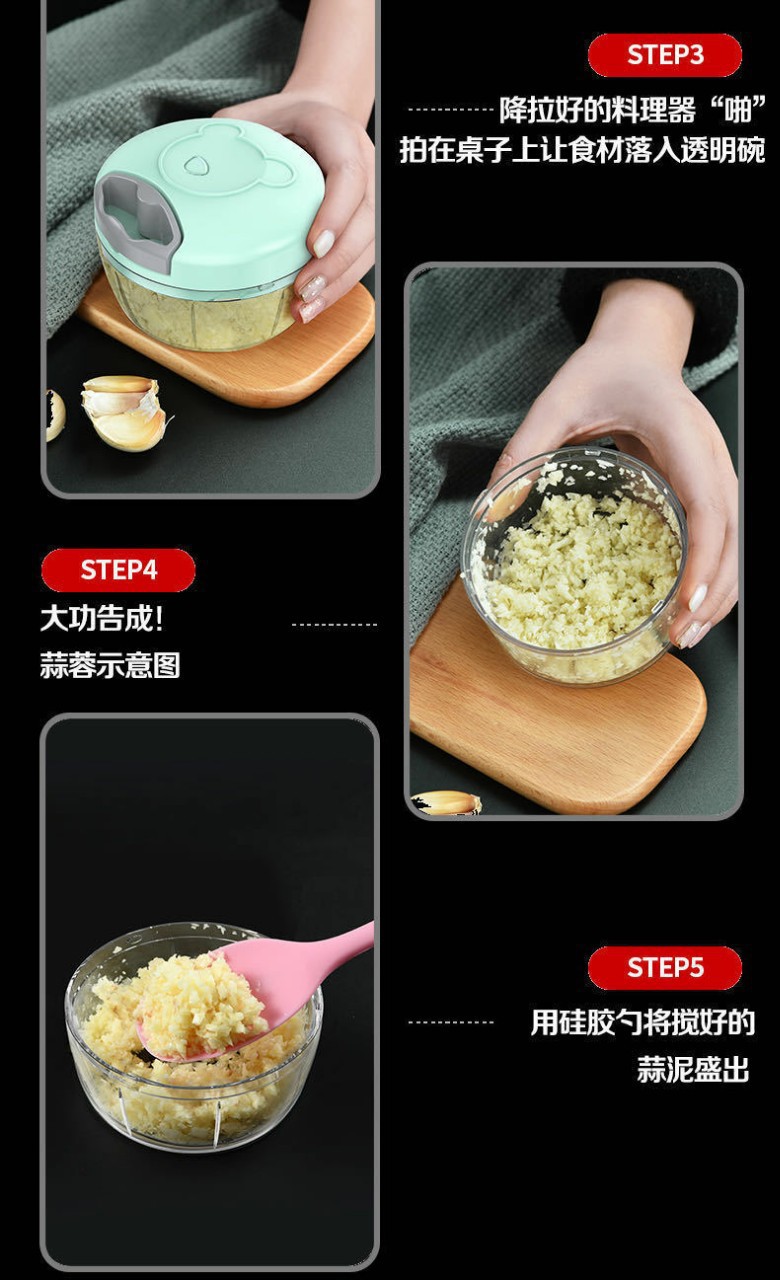 Cat print household garlic mince cutter, hand-pulled meat grinder, kitchen dumpling filling mincing machine, garlic puller pic 9