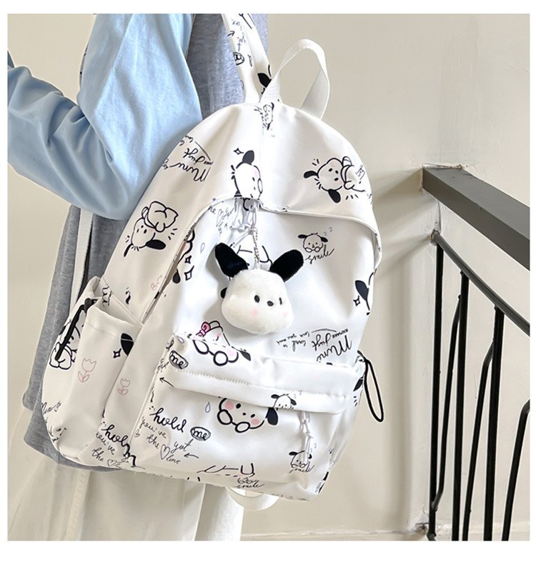 双肩包女时尚简约印花初高中大学生书包韩版潮流涂鸦休闲双肩背包详情9