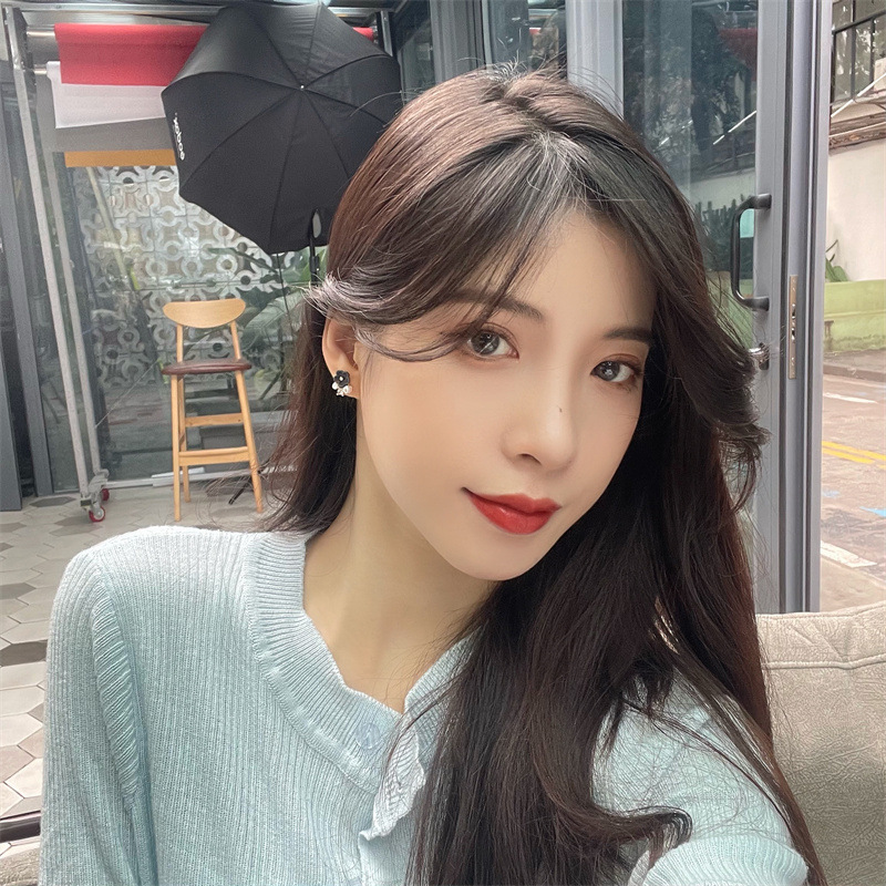 S925银针哑光宝蓝色小花镶钻珍珠复古超仙小巧精美温柔显白耳钉详情11