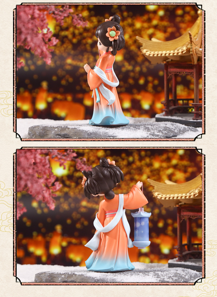 古风设计桌面摆件国色长歌流萤灯摆件萌趣西施昭君公仔树脂工艺品详情13