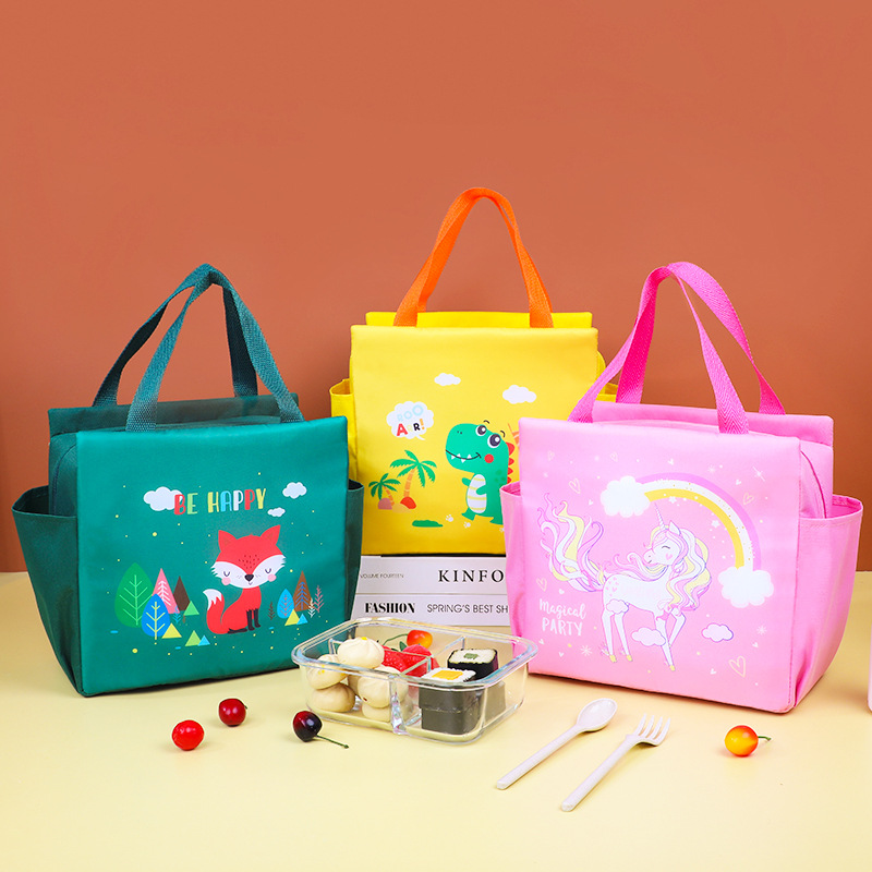 方形手提保温袋大容量卡通饭盒包加厚铝箔保鲜冰包学生手提便当包详情1