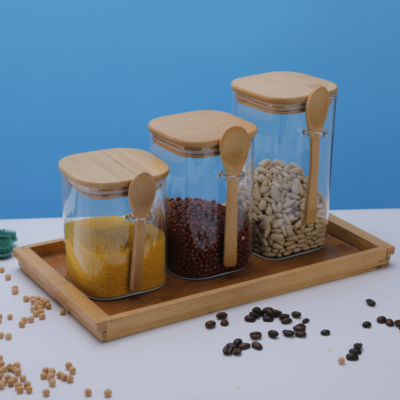 方形玻璃储物罐咖啡豆杂粮密封罐透明坚果罐食品级防潮玻璃罐批发详情1