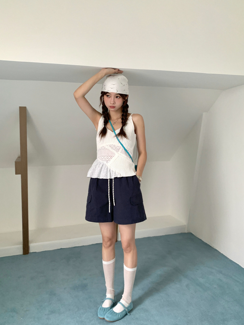 GAGD Japanese-style casual workwear shorts for women, Korean high-waisted loose, slimming, tight-waisted wide-leg shorts pic 2