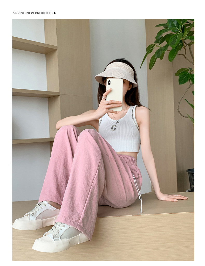 白色奶芙山本阔腿裤女春夏2024新款高腰垂感醋酸小个子慵懒风冰丝详情19