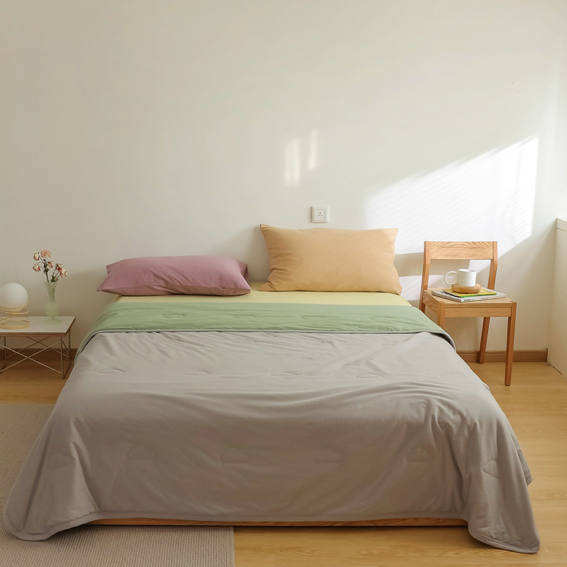 Simple Japanese Muji soft knitted cotton Tianzhu cotton quality two-color summer cool quilt, machine washable, water-washable air-conditioned quilt pic 38