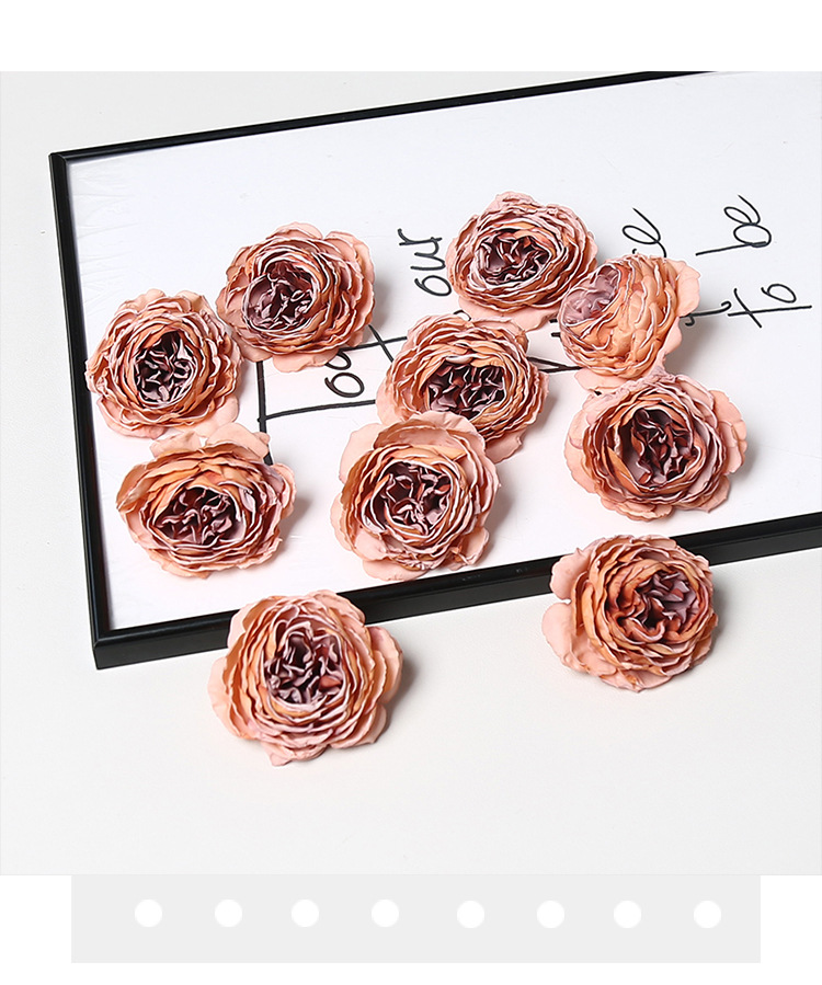 高级焦边牡丹仿真花头复古渐变多色手工DIY发饰胸花配件假花批发详情8