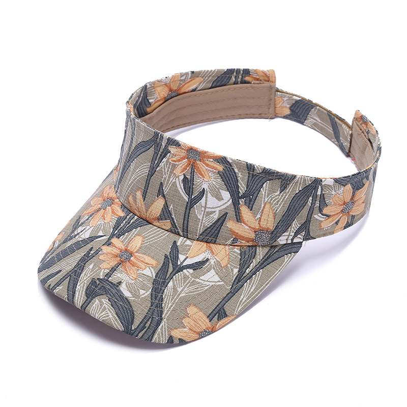 Marathon outdoor sports baseball cap, running headless breathable sun hat, pure cotton printed floral ceiling cap pic 10