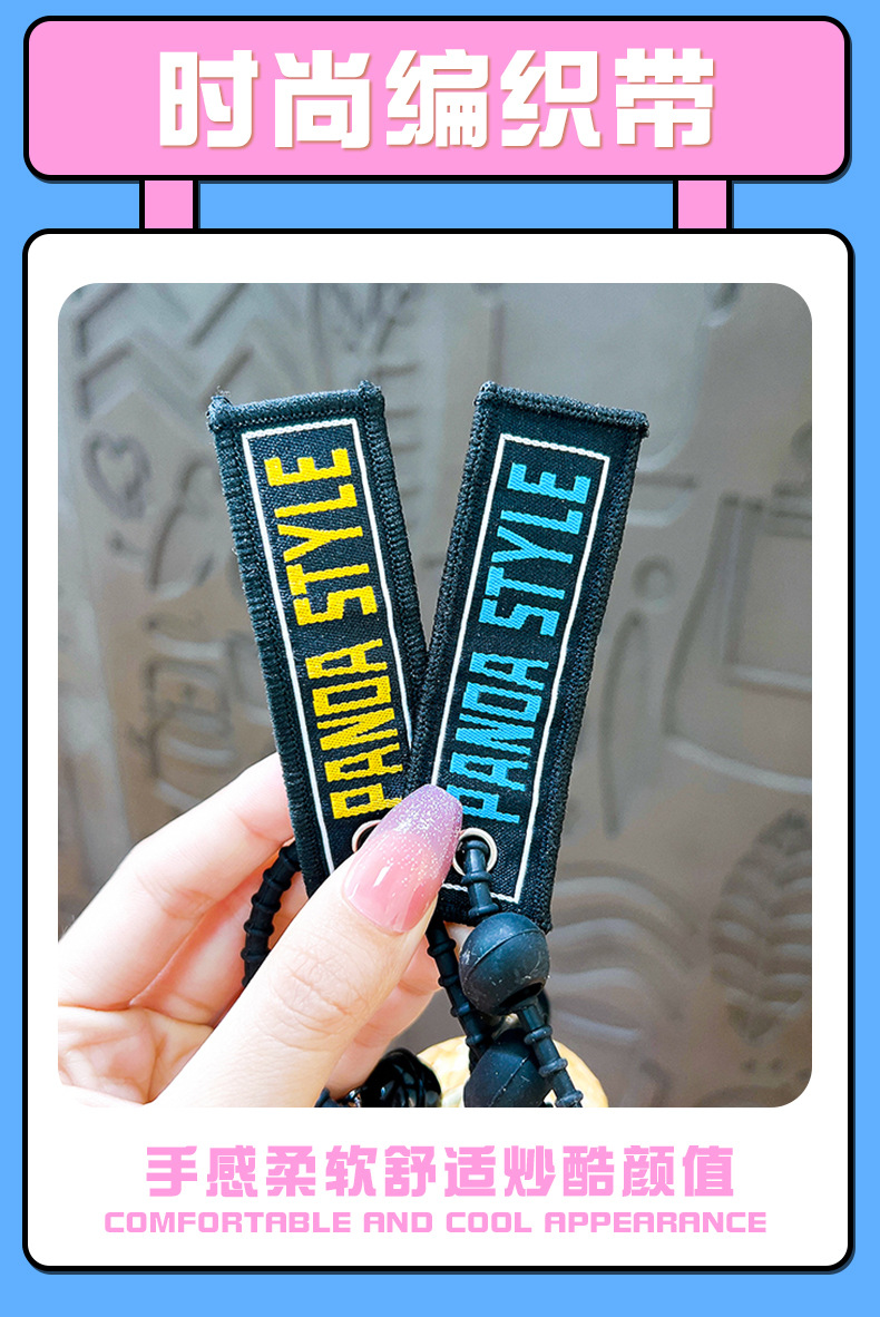 Wholesale of creative straw hat panda series keychains, exquisite and cute dolls, cartoon car schoolbags, pendants and small gifts pic 7